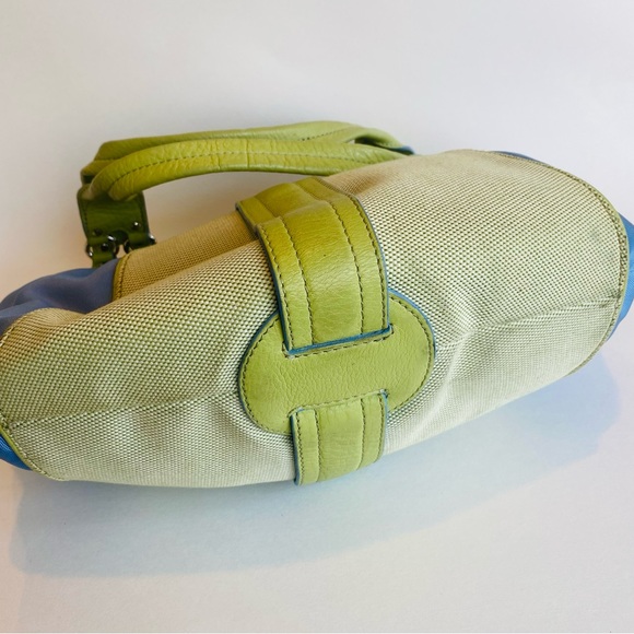 Cole Haan Megan Handbag Green Blue Cream Leather Purse Small - Picture 6 of 11